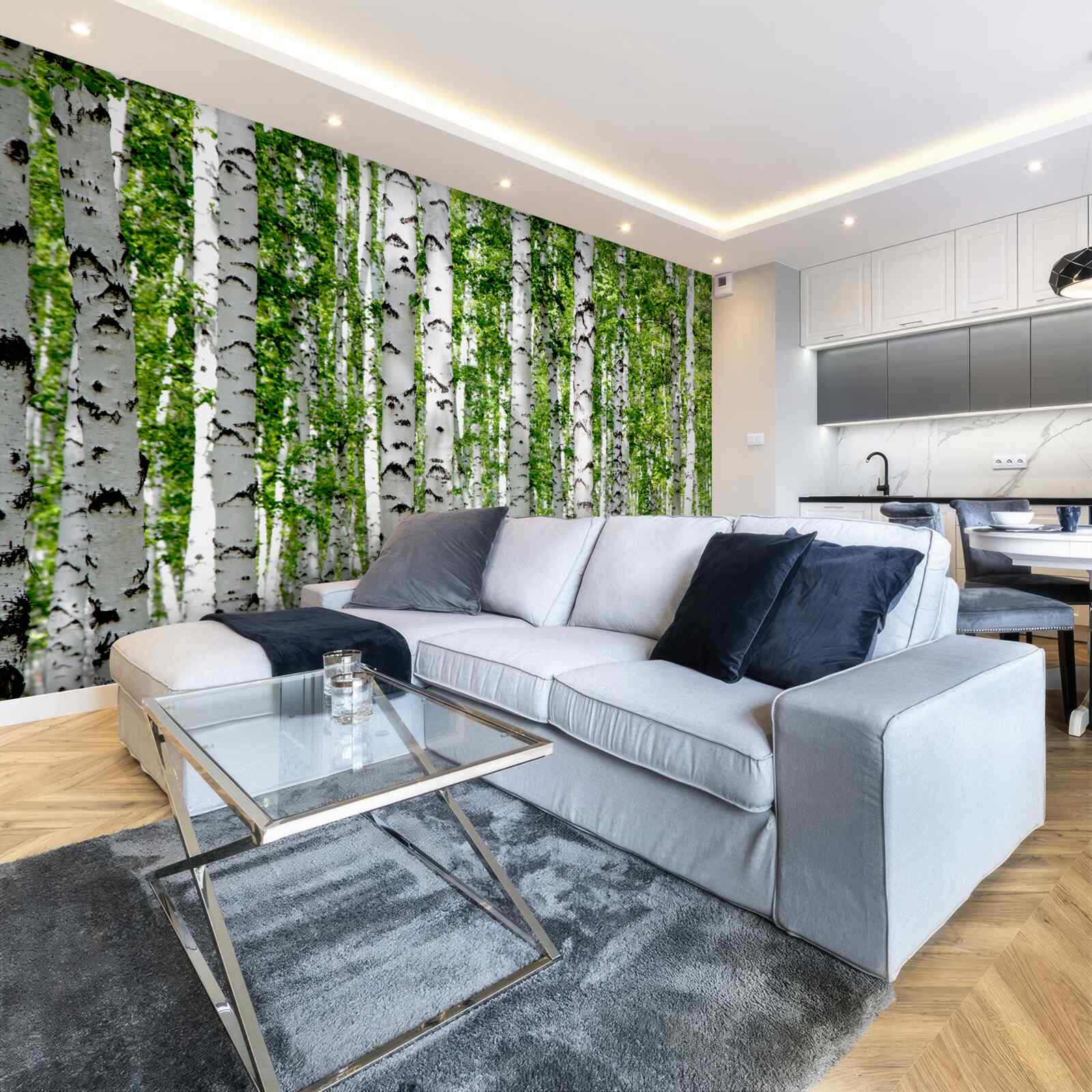 Fototapeta svetlé listy pôvabných brezov