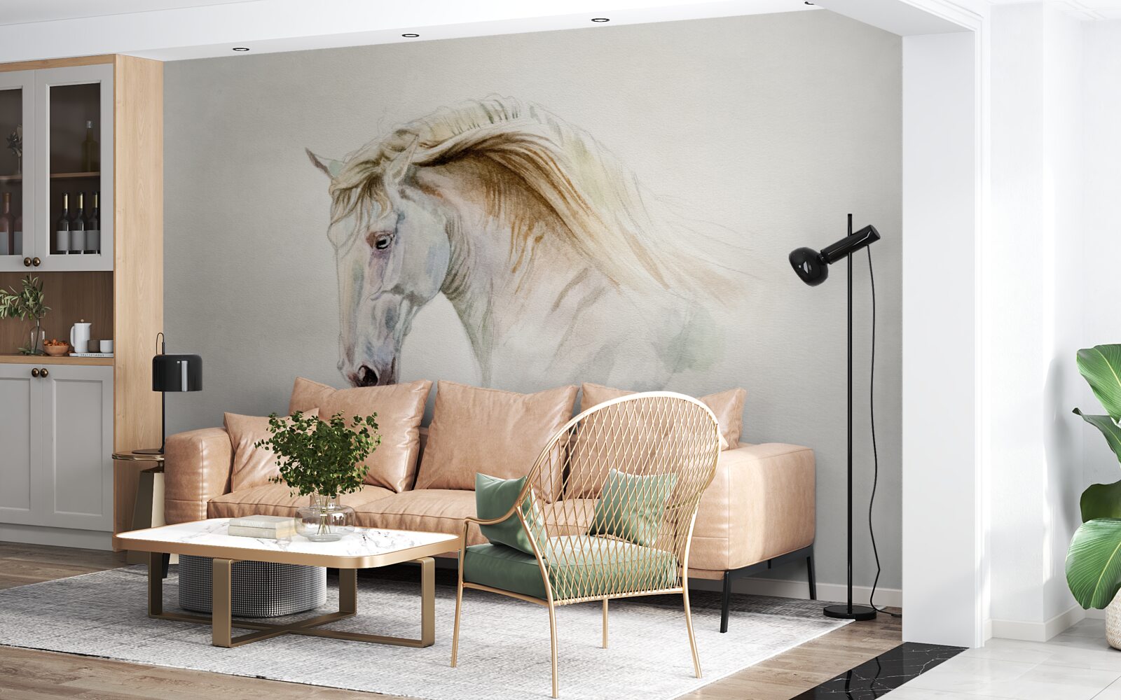 Fototapeta biely kôň v pohybe