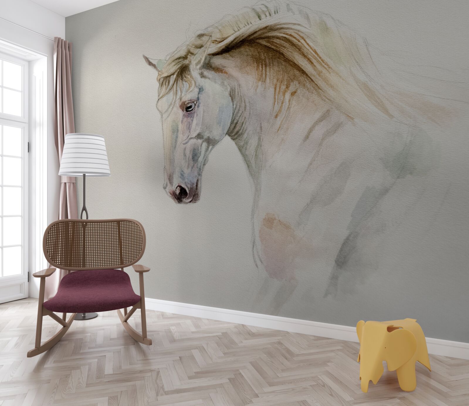 Fototapeta biely kôň v pohybe