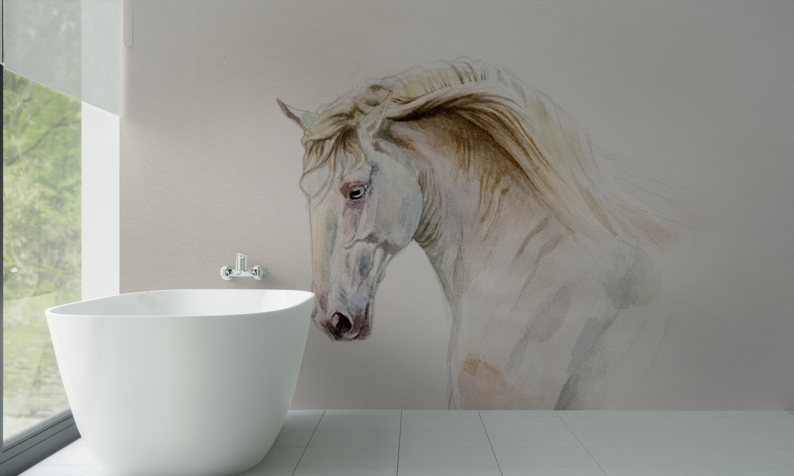 Fototapeta biely kôň v pohybe