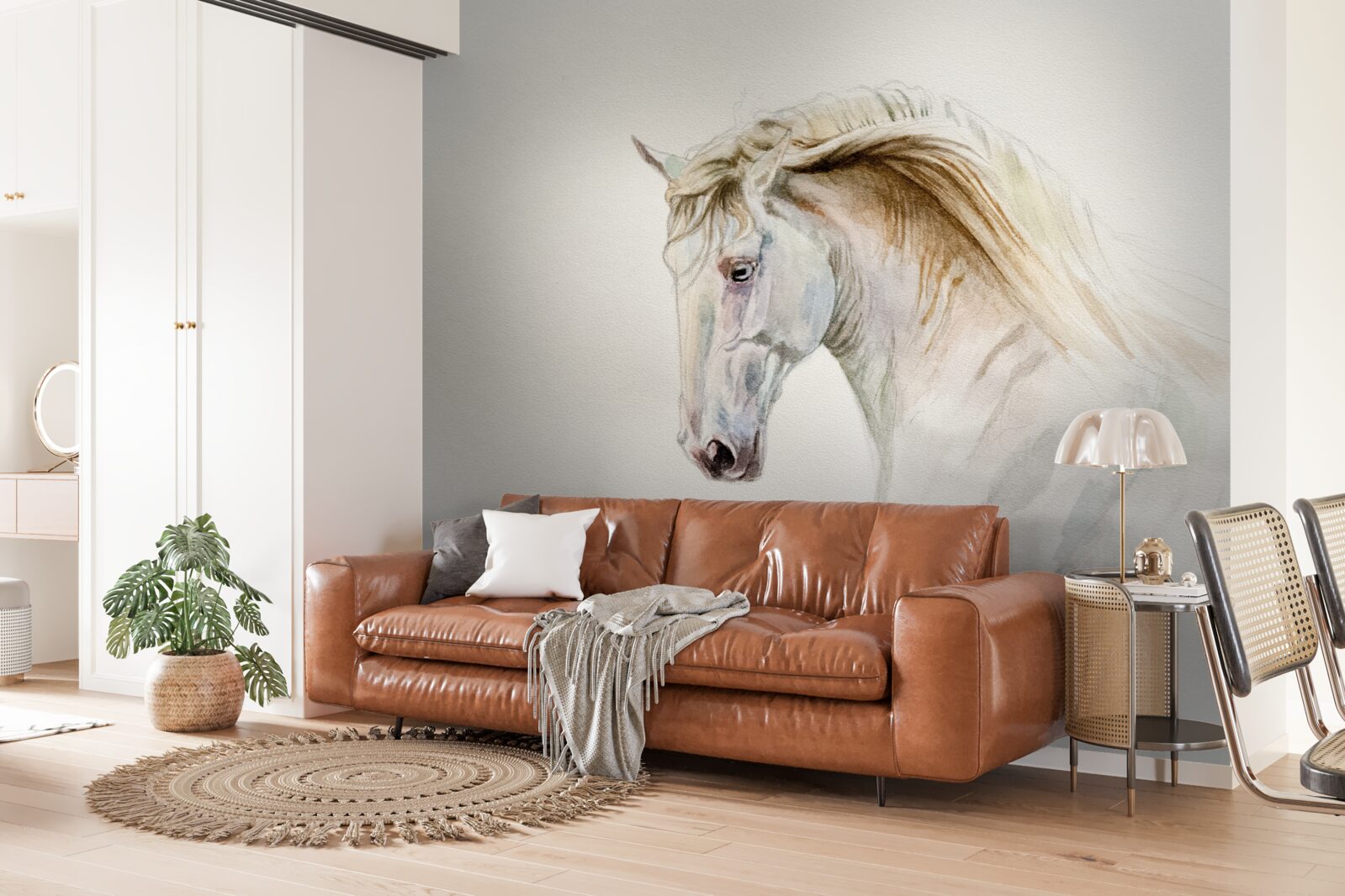 Fototapeta biely kôň v pohybe