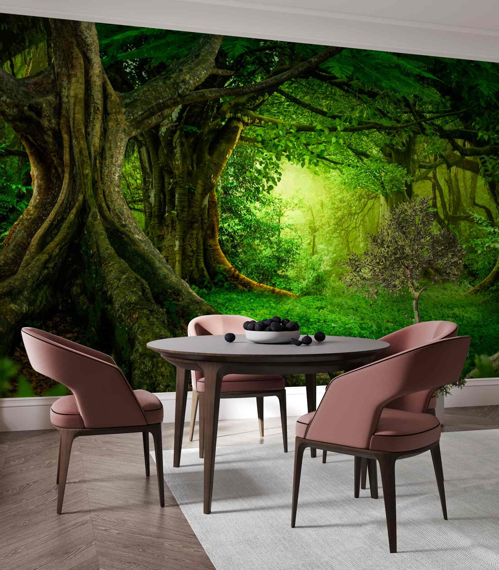 Fototapeta staré stromy v zelenej húštine