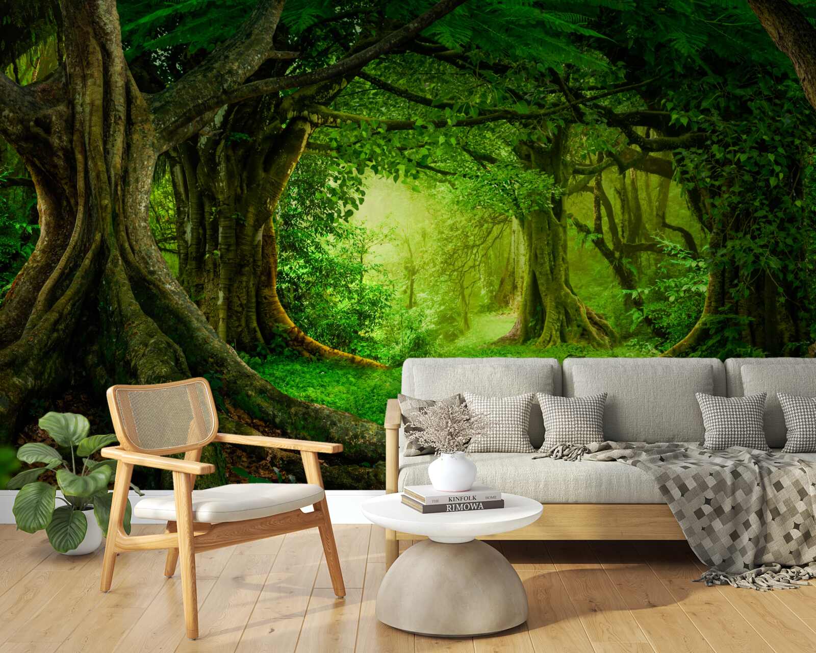 Fototapeta staré stromy v zelenej húštine