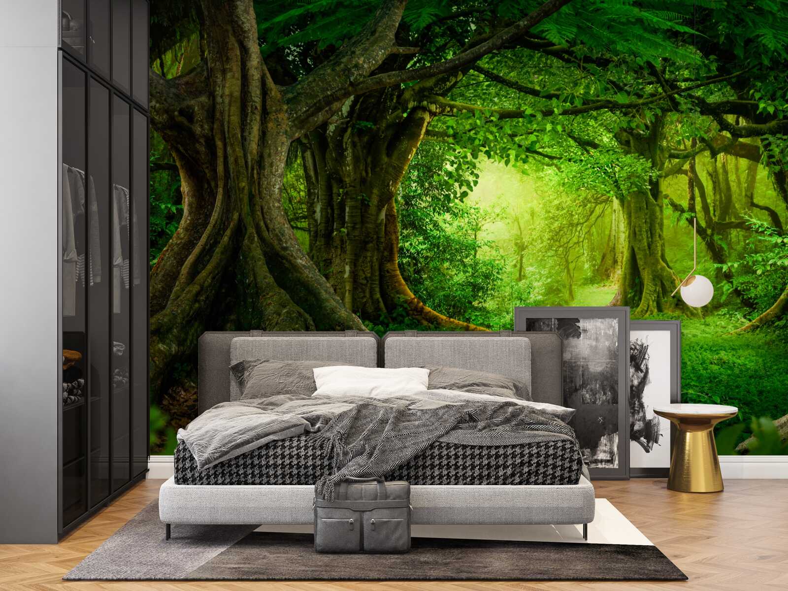 Fototapeta staré stromy v zelenej húštine