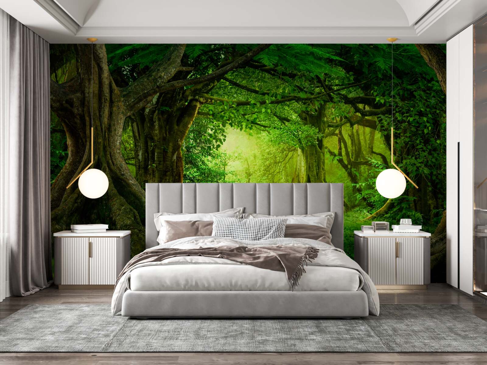 Fototapeta staré stromy v zelenej húštine