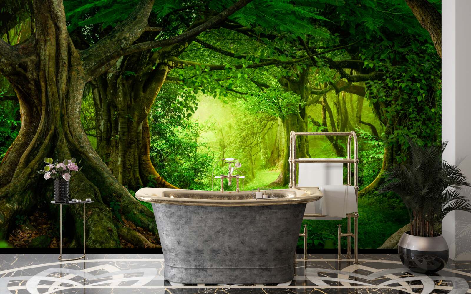 Fototapeta staré stromy v zelenej húštine