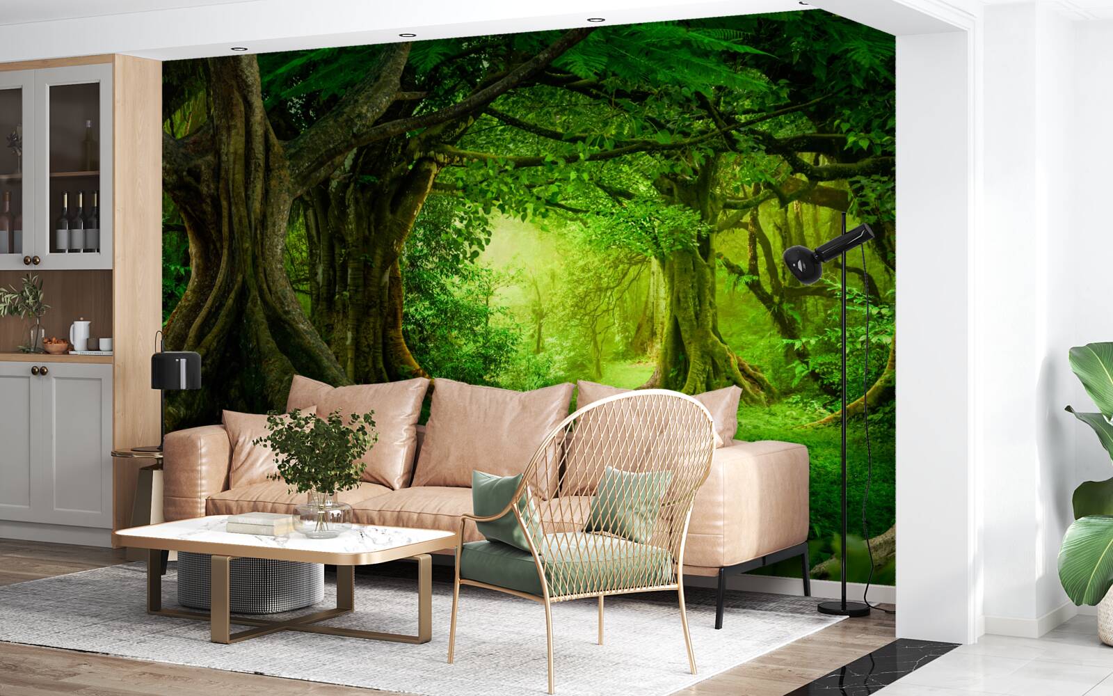 Fototapeta staré stromy v zelenej húštine