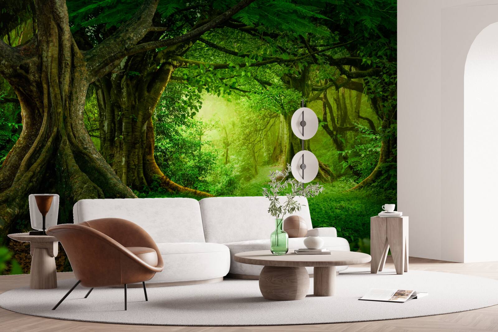 Fototapeta staré stromy v zelenej húštine