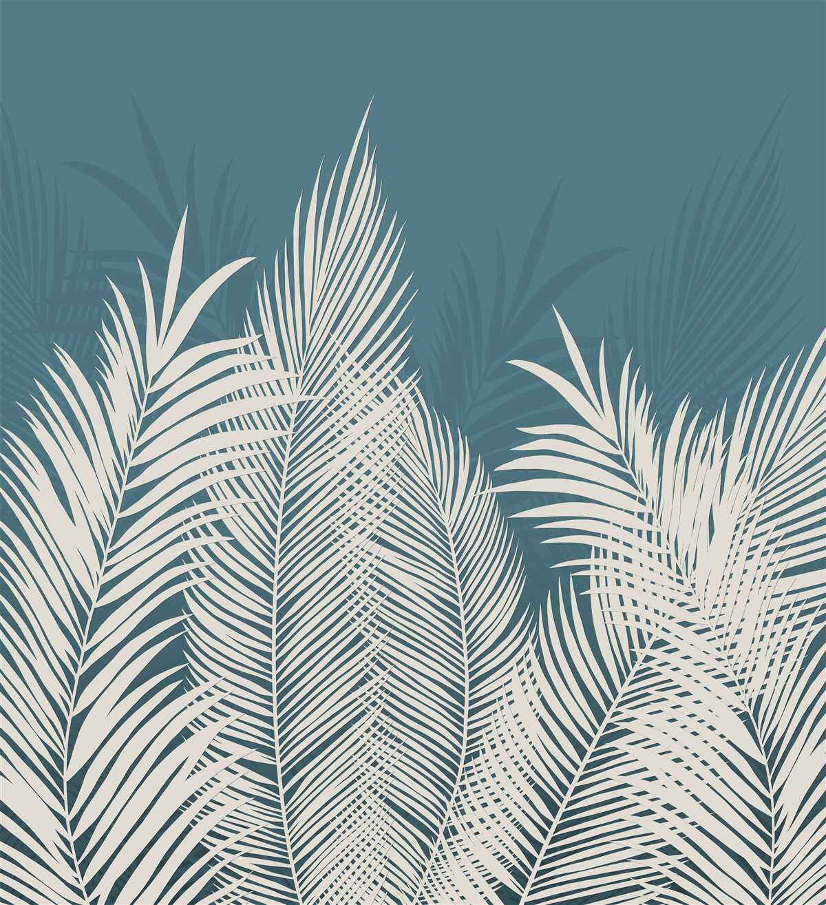 Fototapeta na modrom podklade sú biele páperové prikrývky