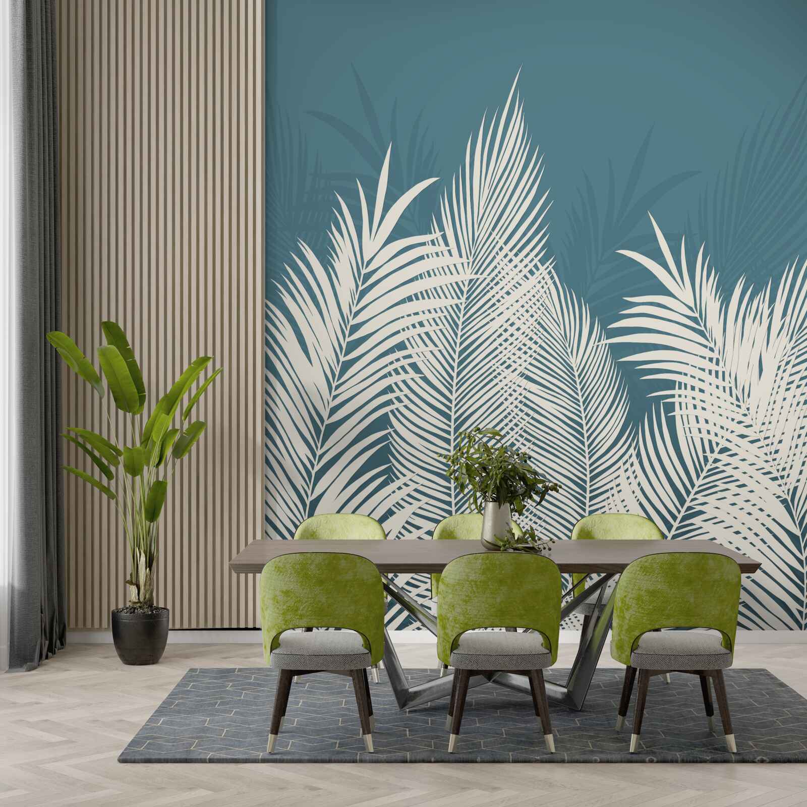 Fototapeta na modrom podklade sú biele páperové prikrývky