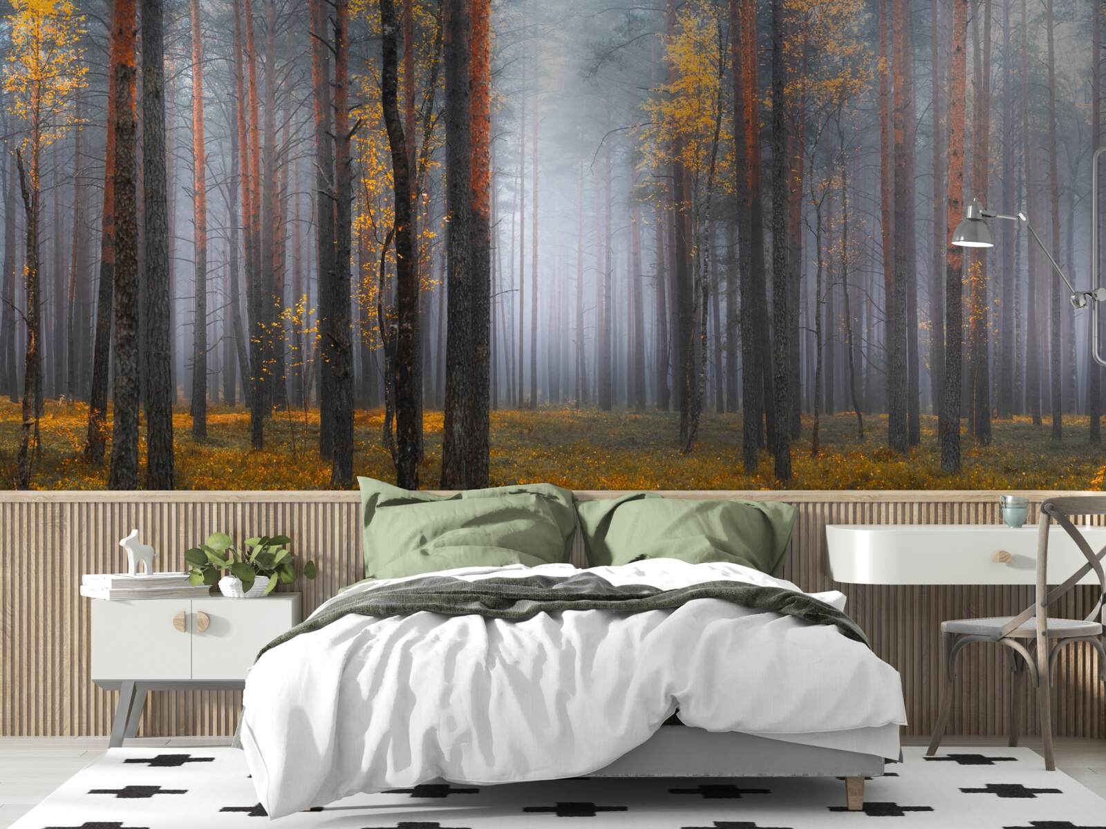 Fototapeta hustá hmla pokrýva les