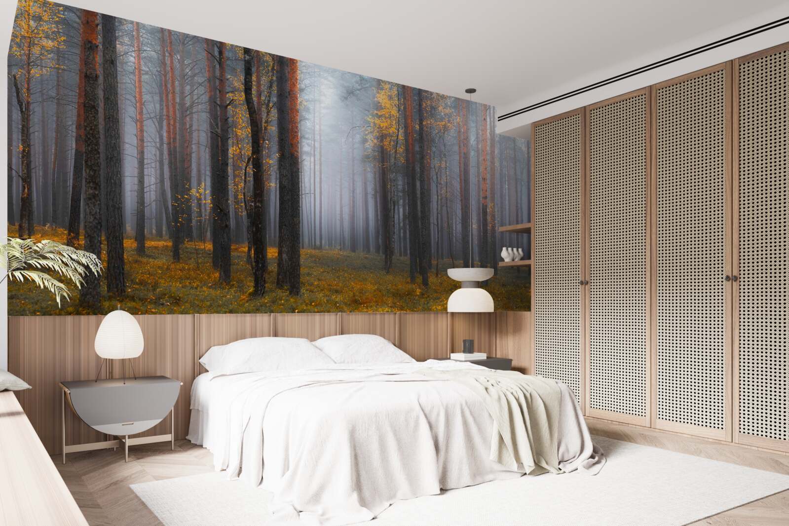 Fototapeta hustá hmla pokrýva les