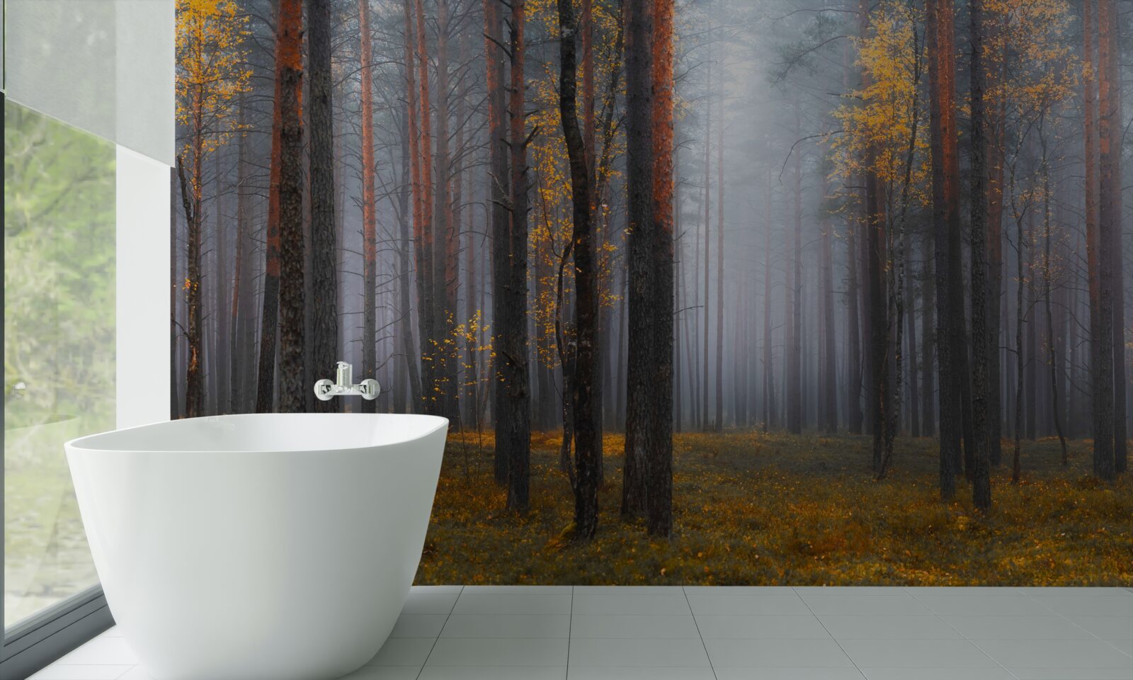 Fototapeta hustá hmla pokrýva les