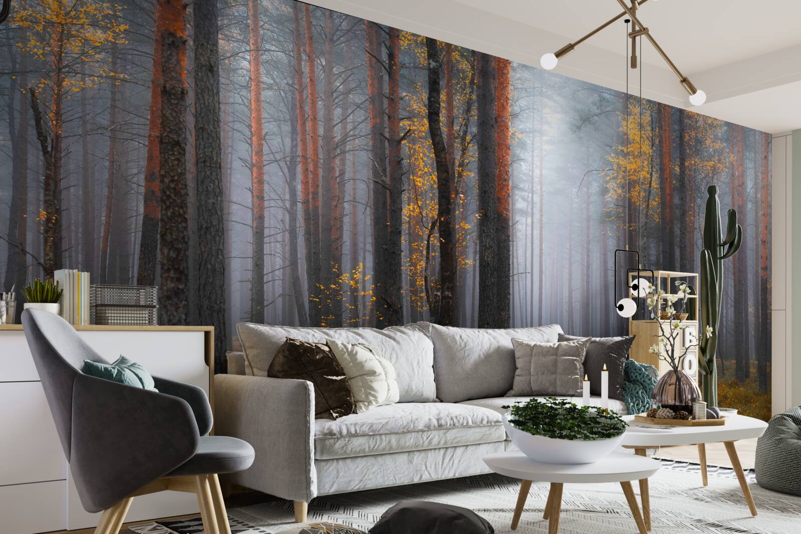 Fototapeta hustá hmla pokrýva les