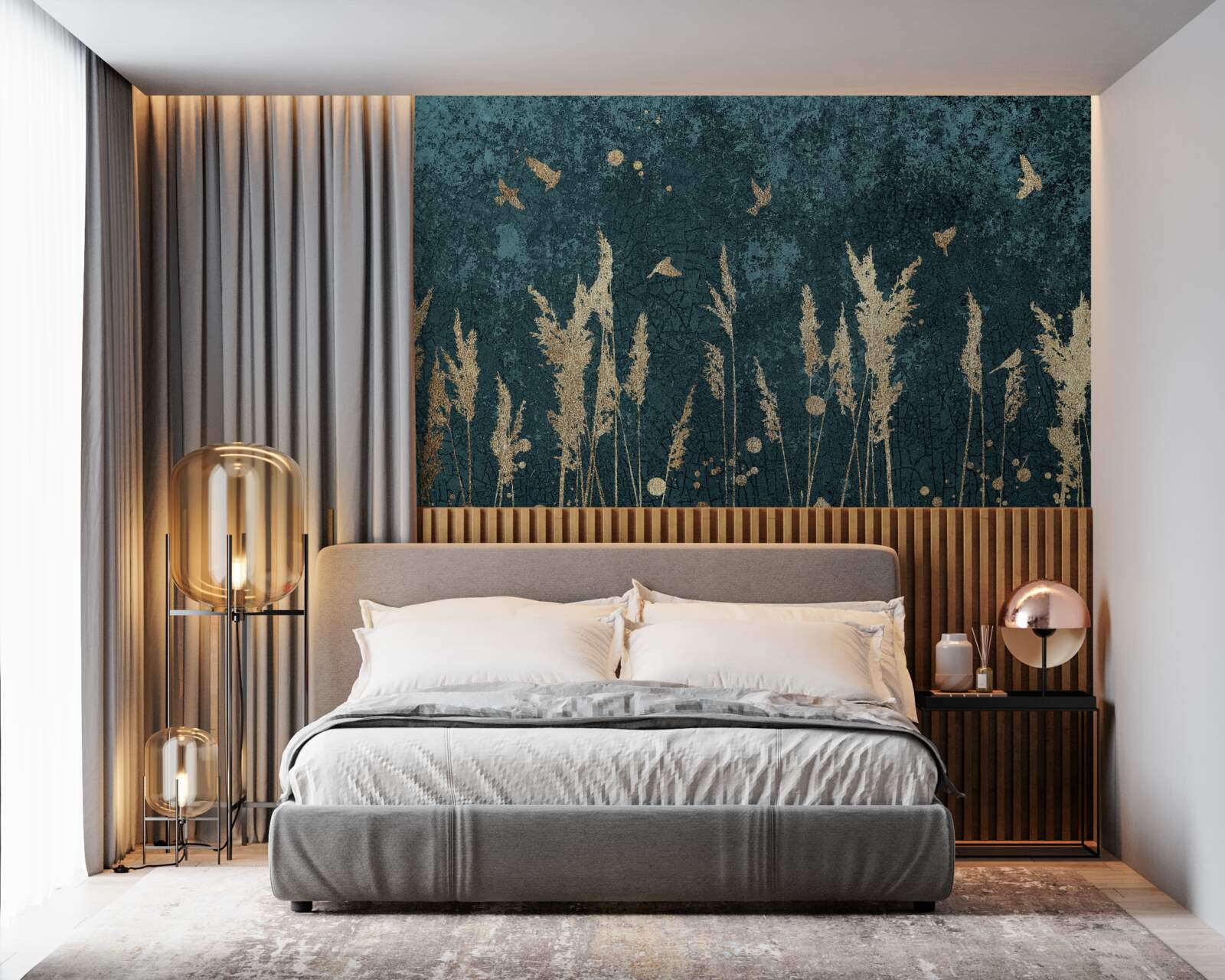 Fototapeta večer lietajú vtáky nad lúkami