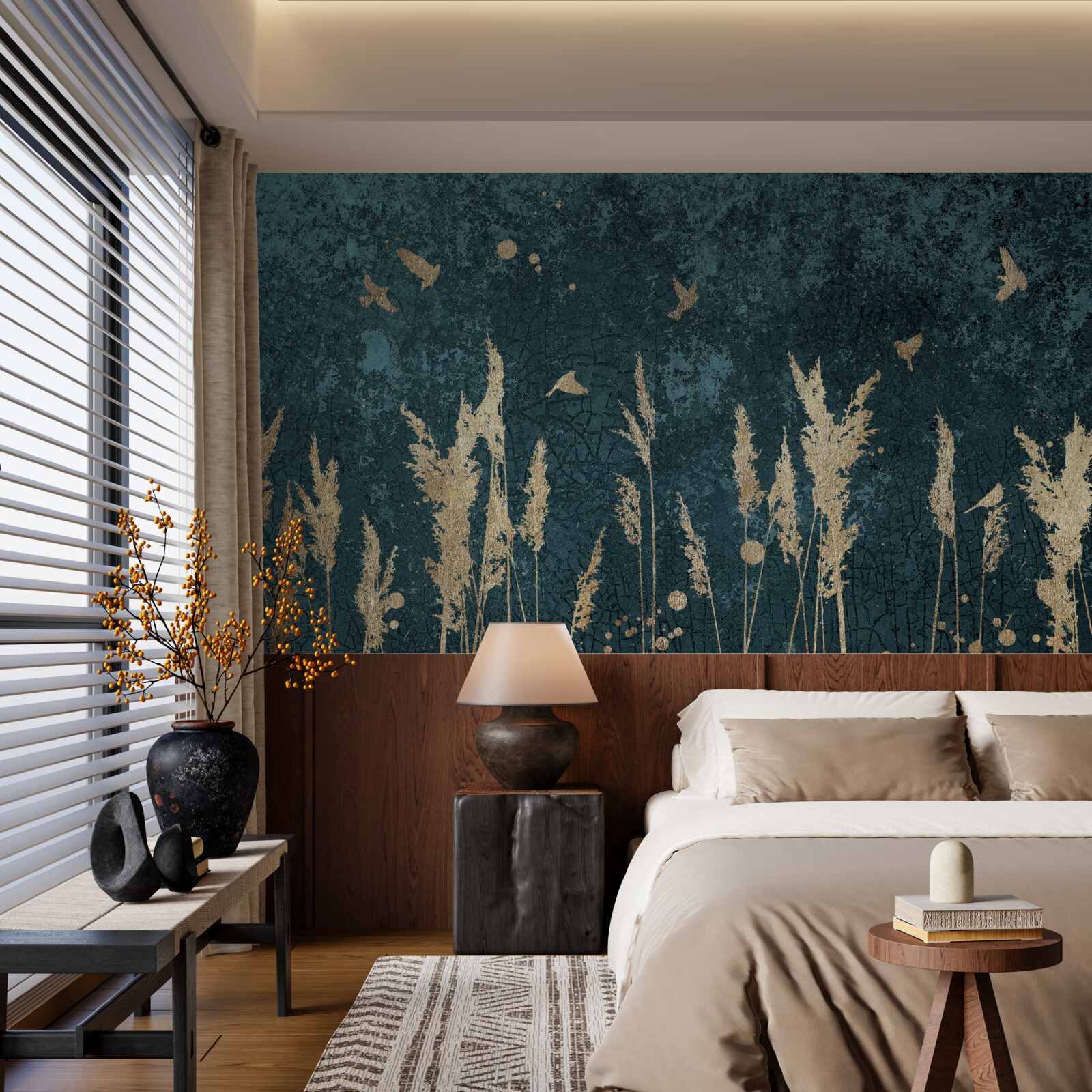 Fototapeta večer lietajú vtáky nad lúkami