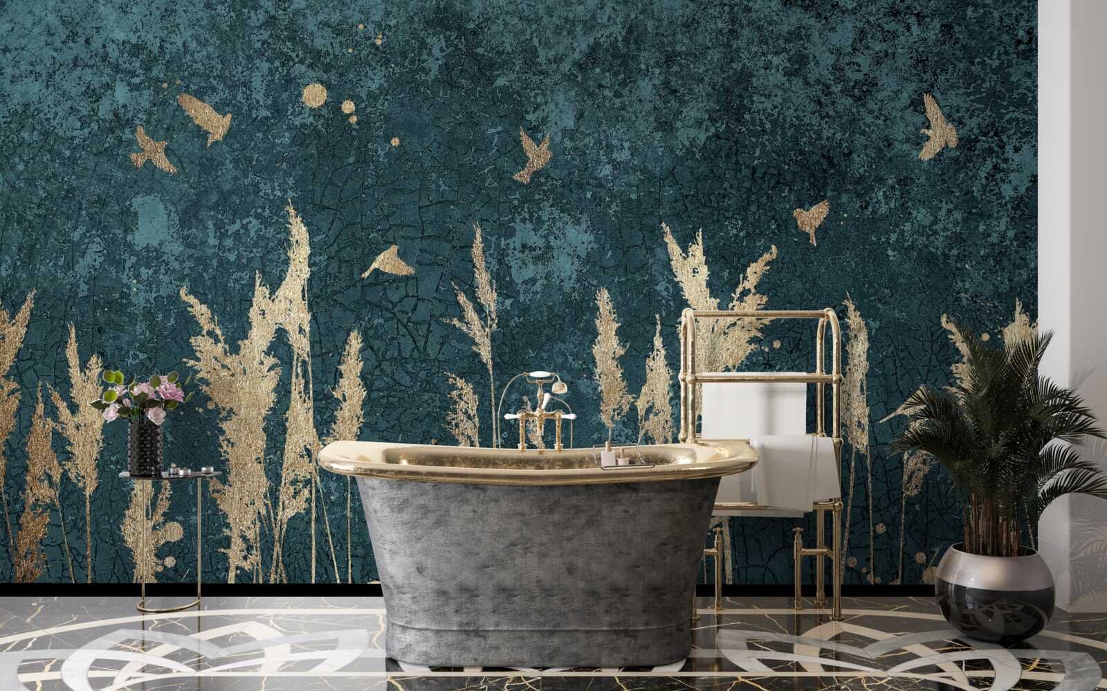 Fototapeta večer lietajú vtáky nad lúkami