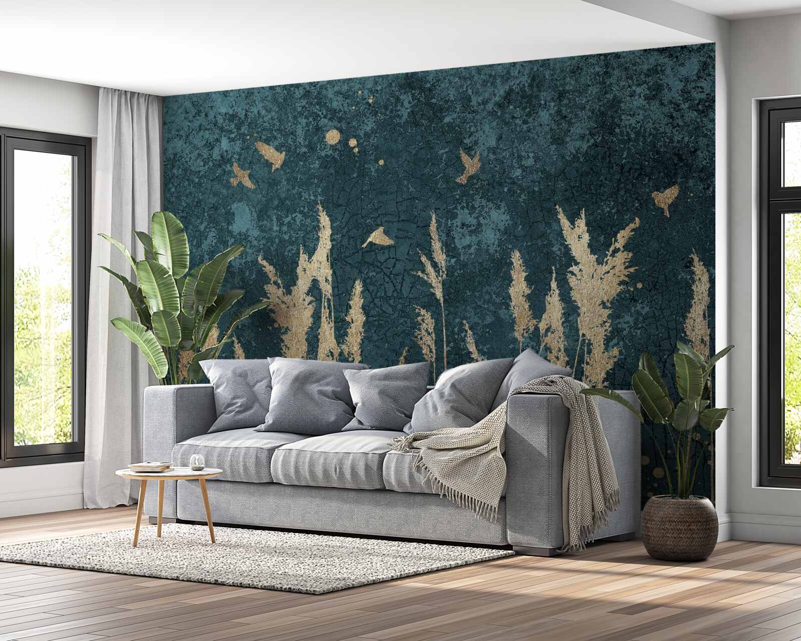 Fototapeta večer lietajú vtáky nad lúkami