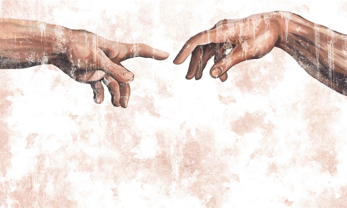 Fototapeta ruky muža a ženy, ktoré sú navzájom spojené