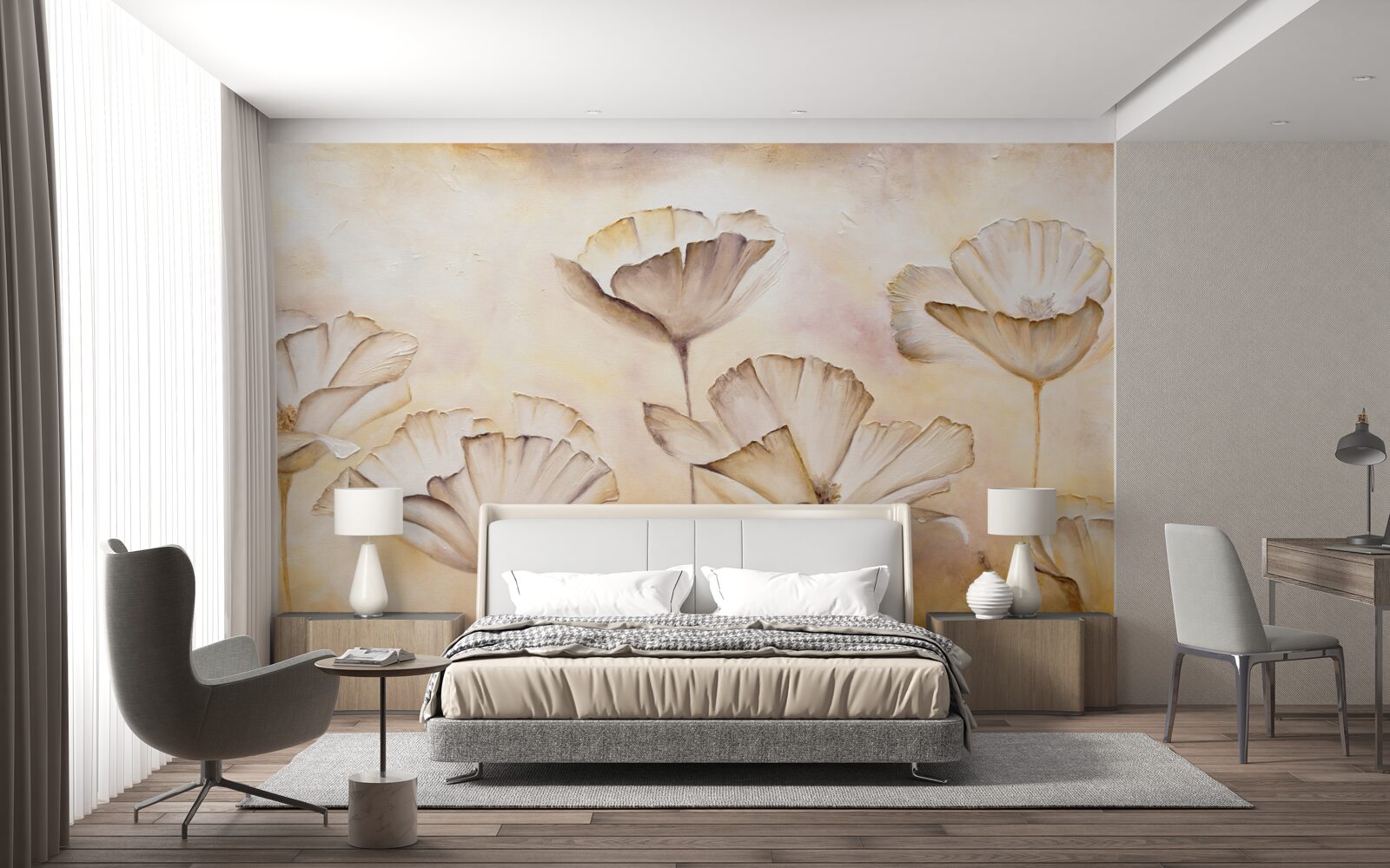 Fototapeta ráno v hmle a majestátnych makoch