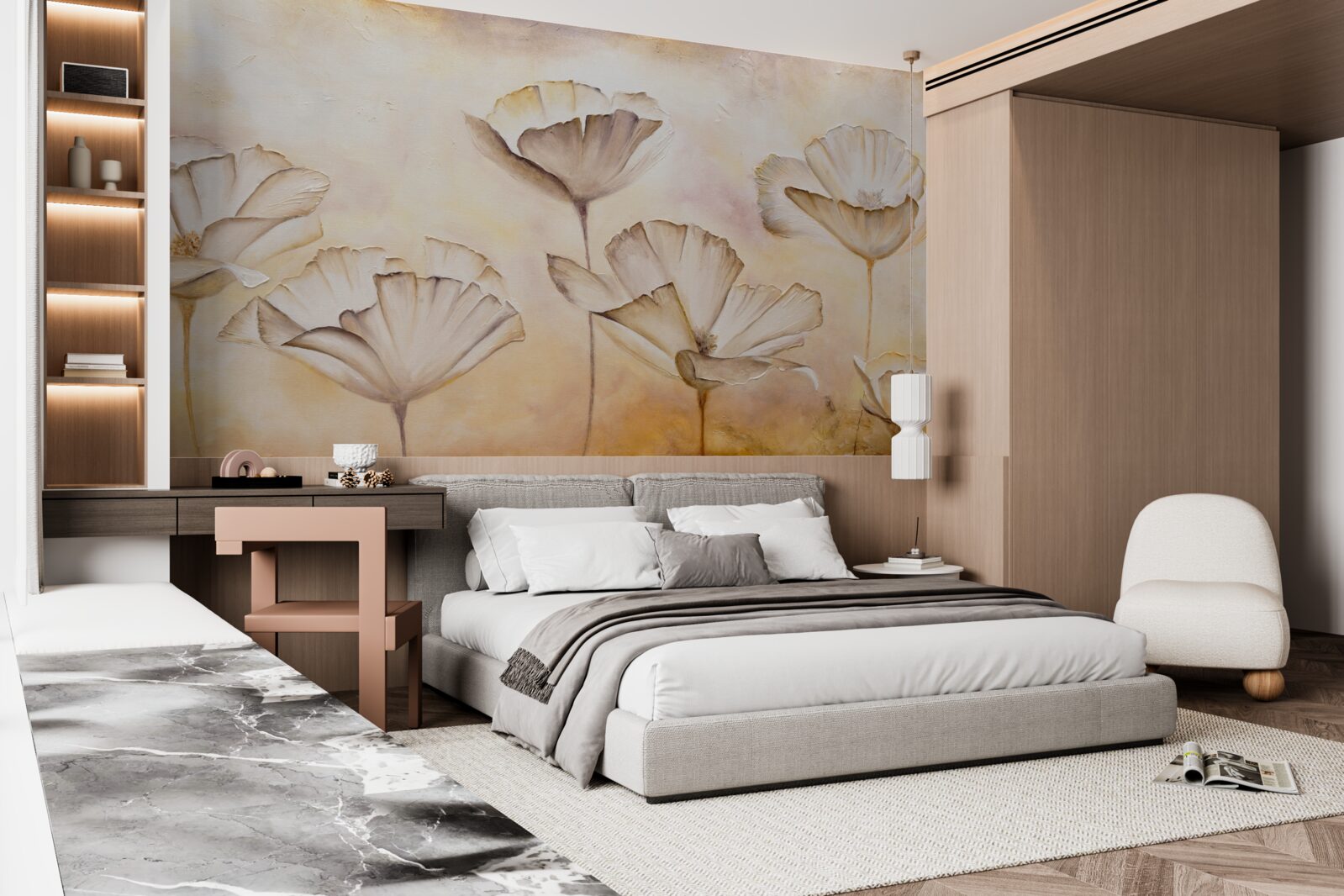 Fototapeta ráno v hmle a majestátnych makoch