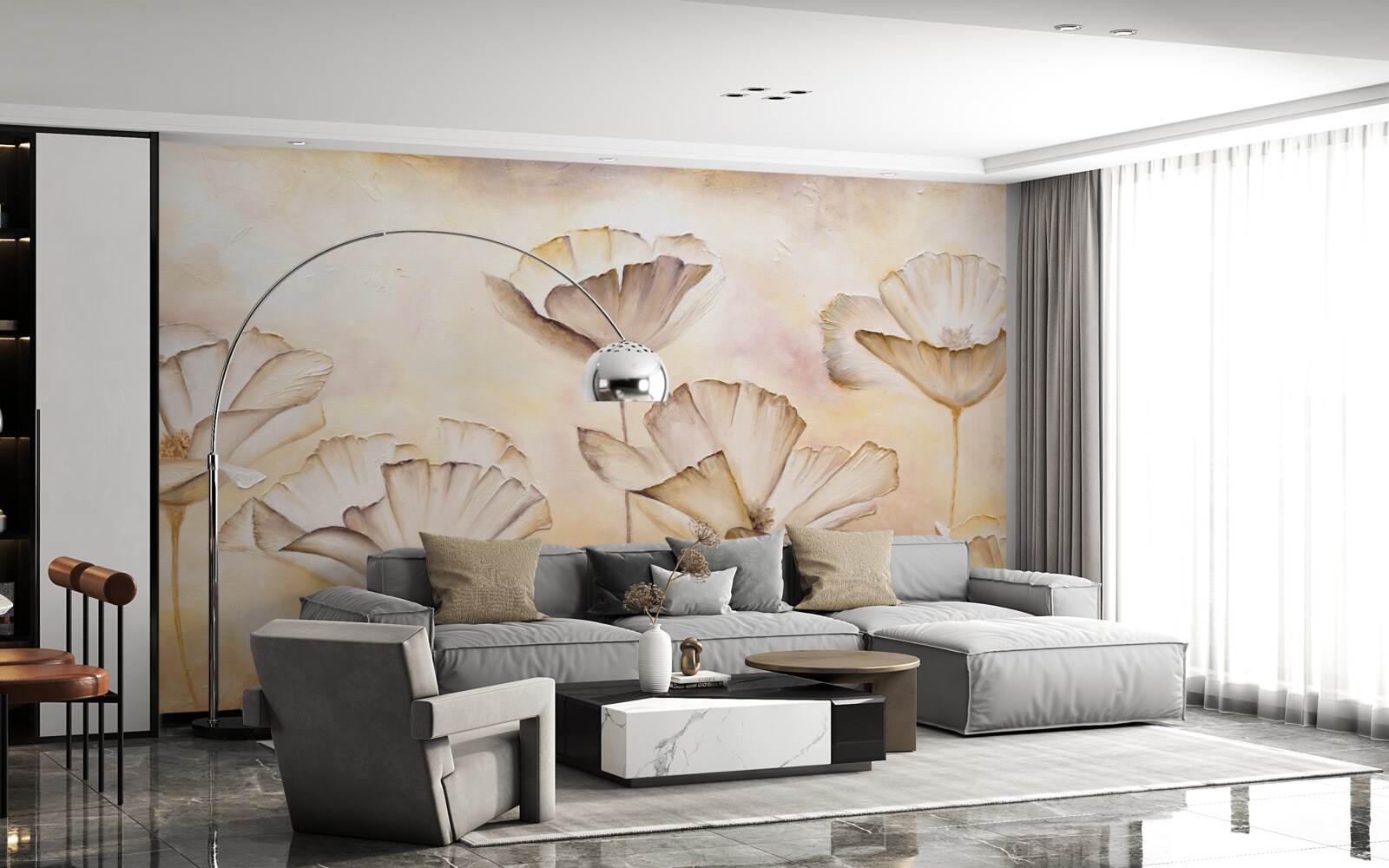 Fototapeta ráno v hmle a majestátnych makoch