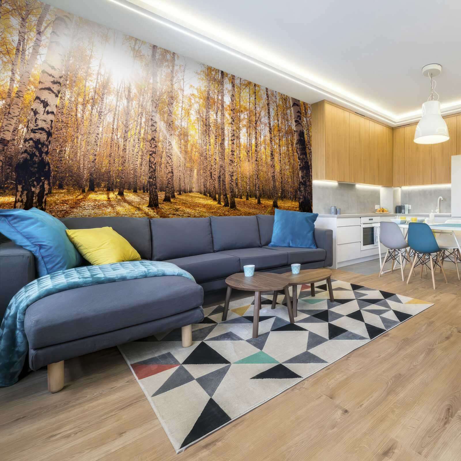 Fototapeta blýskalo sa za úsvitu v jesennom háji