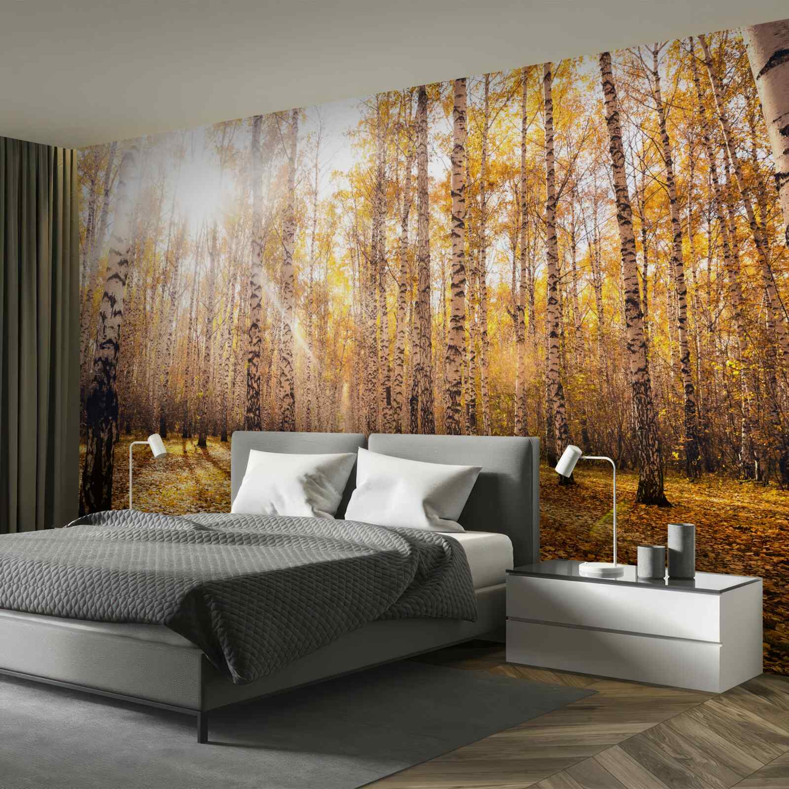 Fototapeta blýskalo sa za úsvitu v jesennom háji