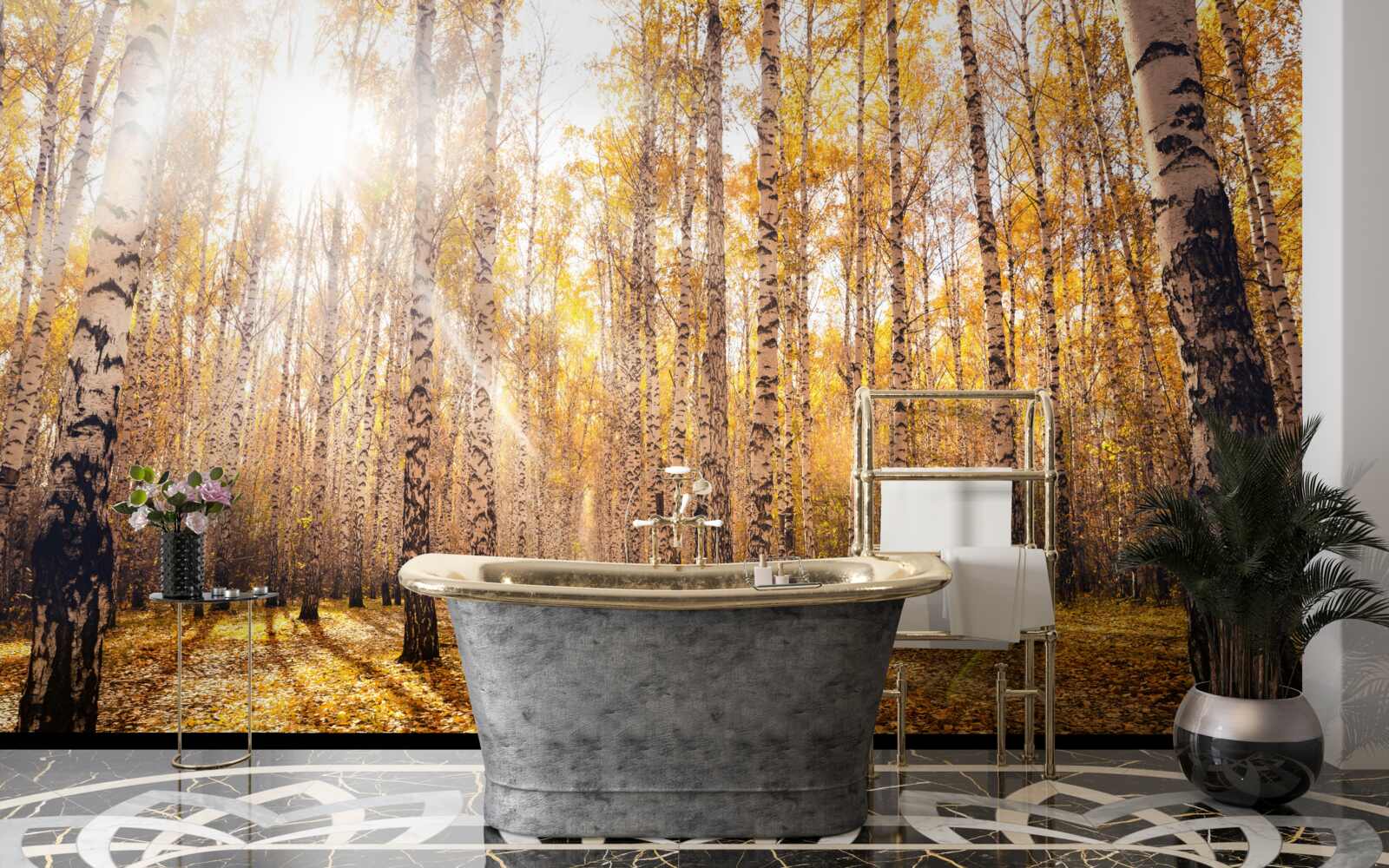 Fototapeta blýskalo sa za úsvitu v jesennom háji