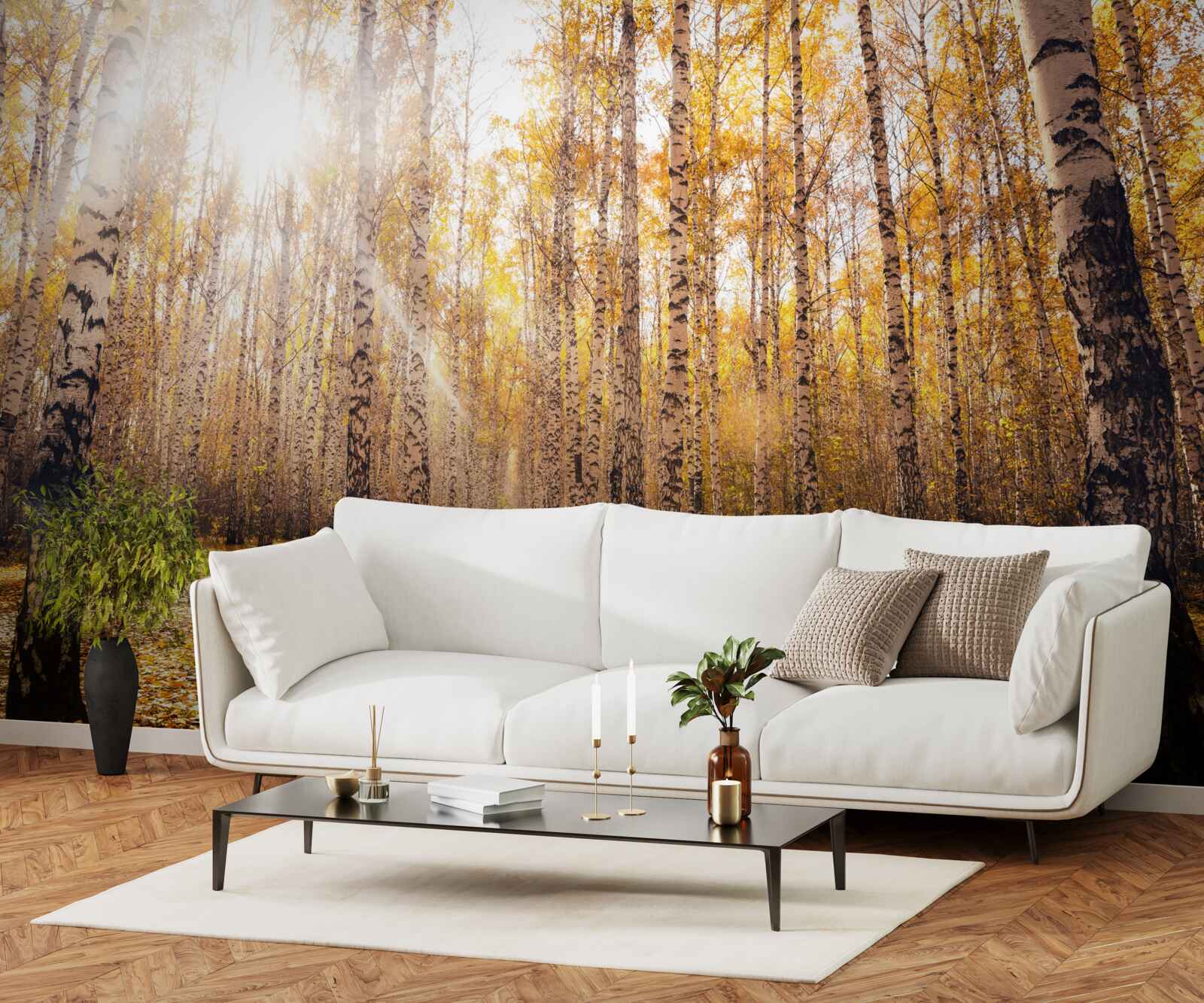 Fototapeta blýskalo sa za úsvitu v jesennom háji