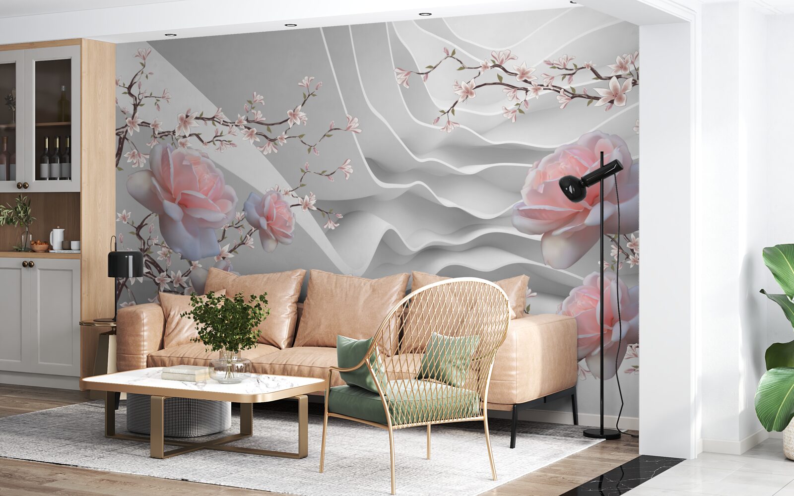 Fototapeta abstraktné pozadie harmonicky zdôrazňuje jemnosť ruže