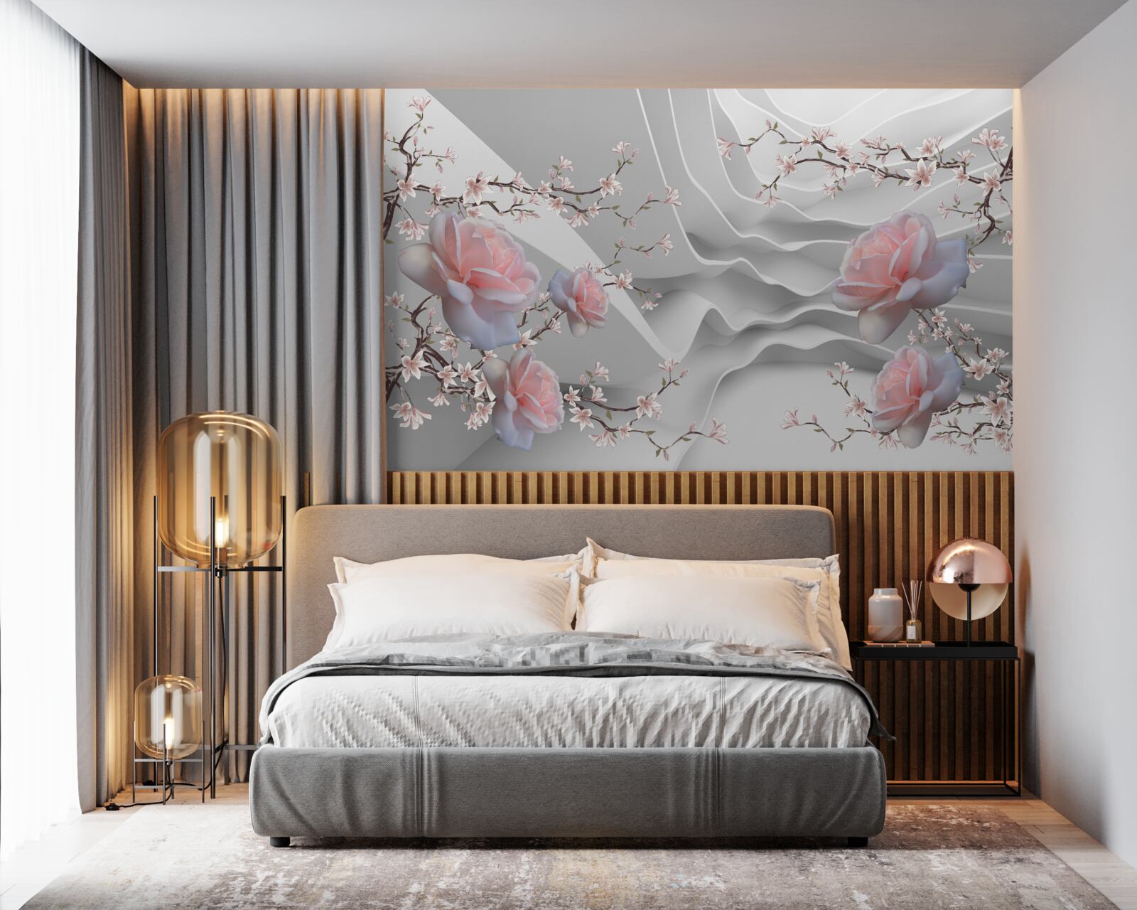 Fototapeta abstraktné pozadie harmonicky zdôrazňuje jemnosť ruže