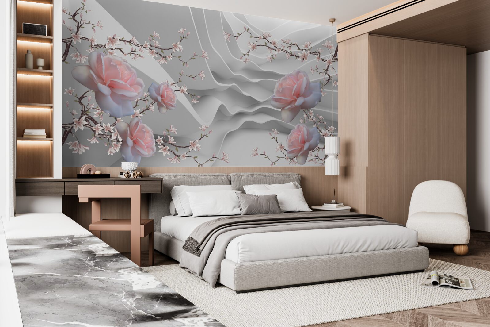 Fototapeta abstraktné pozadie harmonicky zdôrazňuje jemnosť ruže