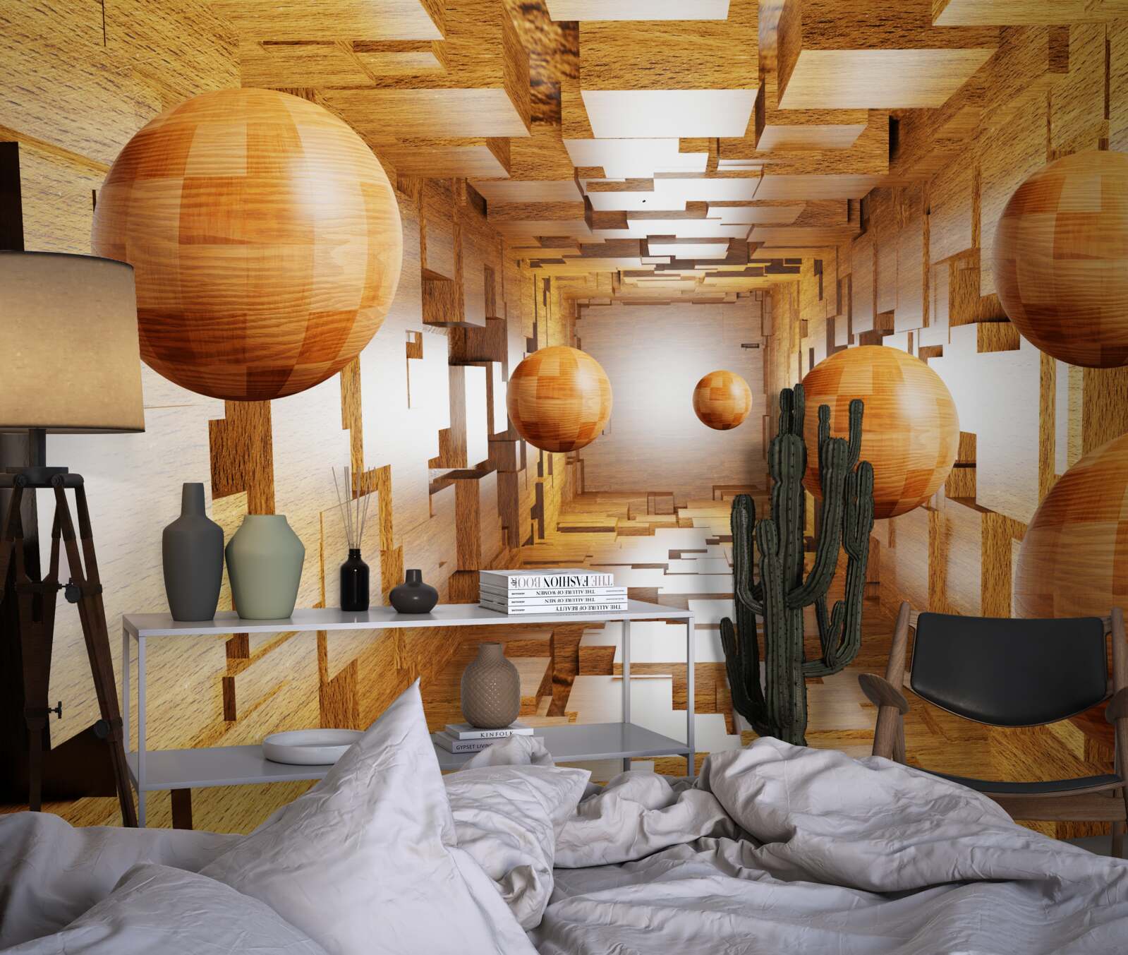 Fototapeta drevené gule letiace do neba, vznášajúce sa vo vzduchu