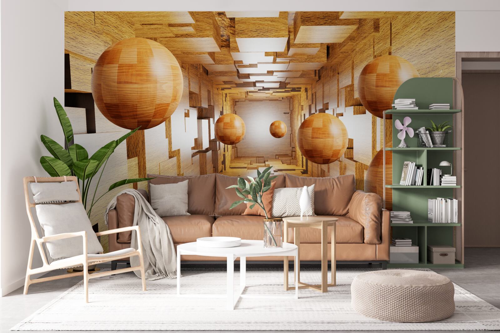 Fototapeta drevené gule letiace do neba, vznášajúce sa vo vzduchu