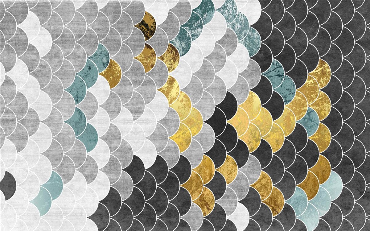 Fototapeta geometrické tvary v čiernej a bielej farbe so zlatými prvkami