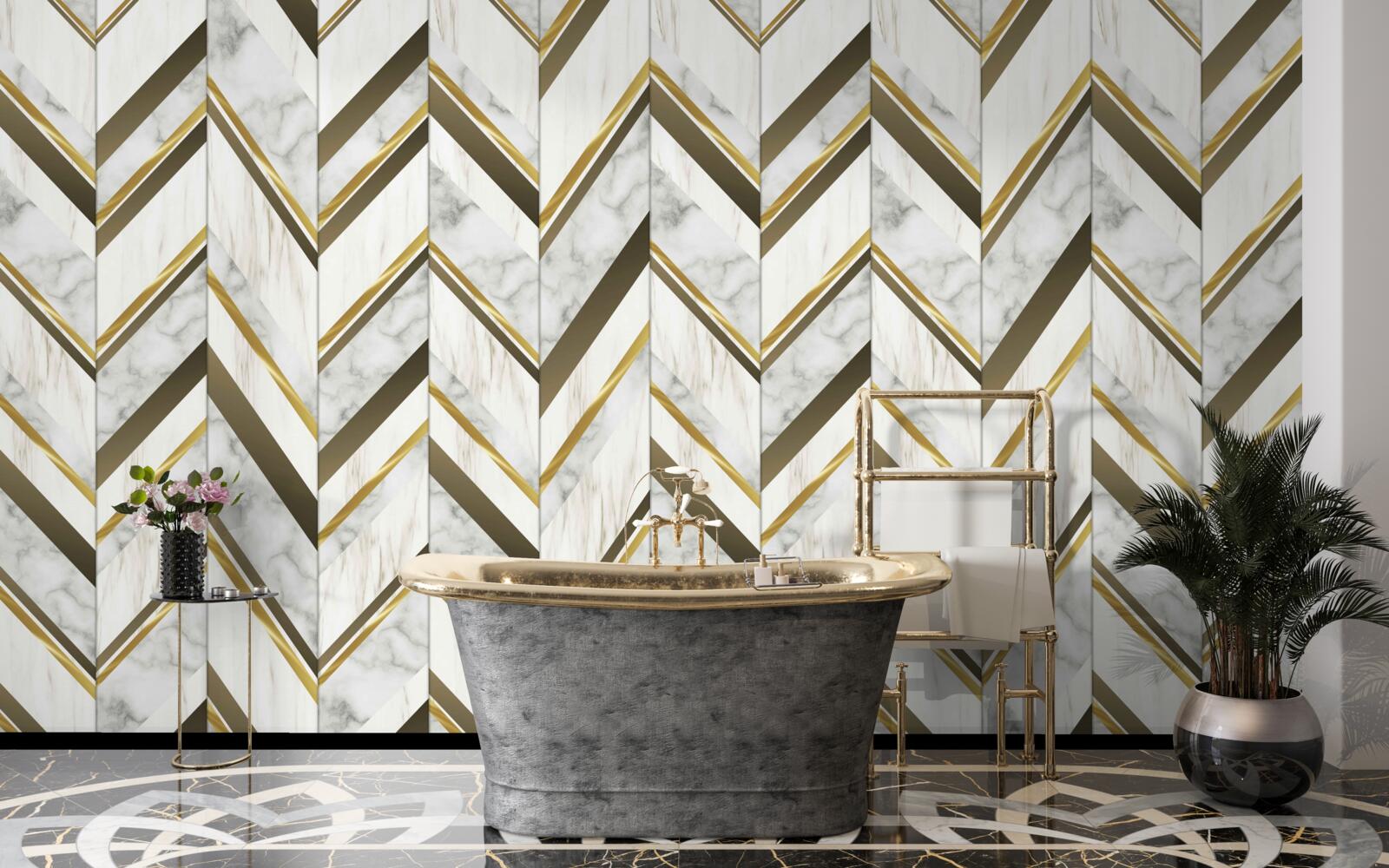 Fototapeta modré a hnedé čiary usporiadané do cikcakovitého tvaru