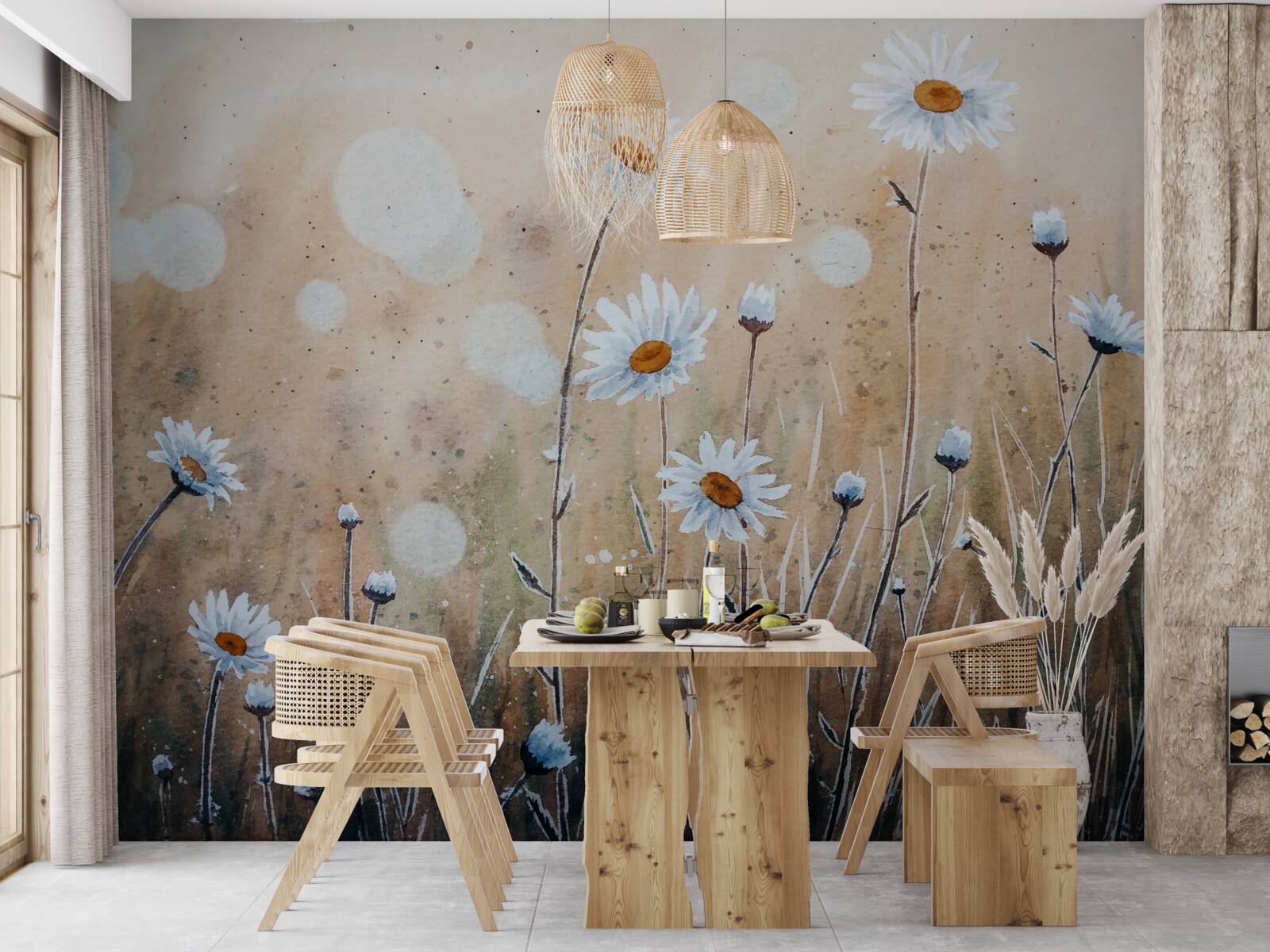 Fototapeta ako modelové sedmokrásky v lejaku letného dažďa