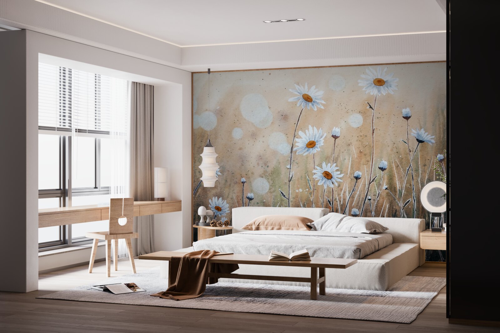 Fototapeta ako modelové sedmokrásky v lejaku letného dažďa