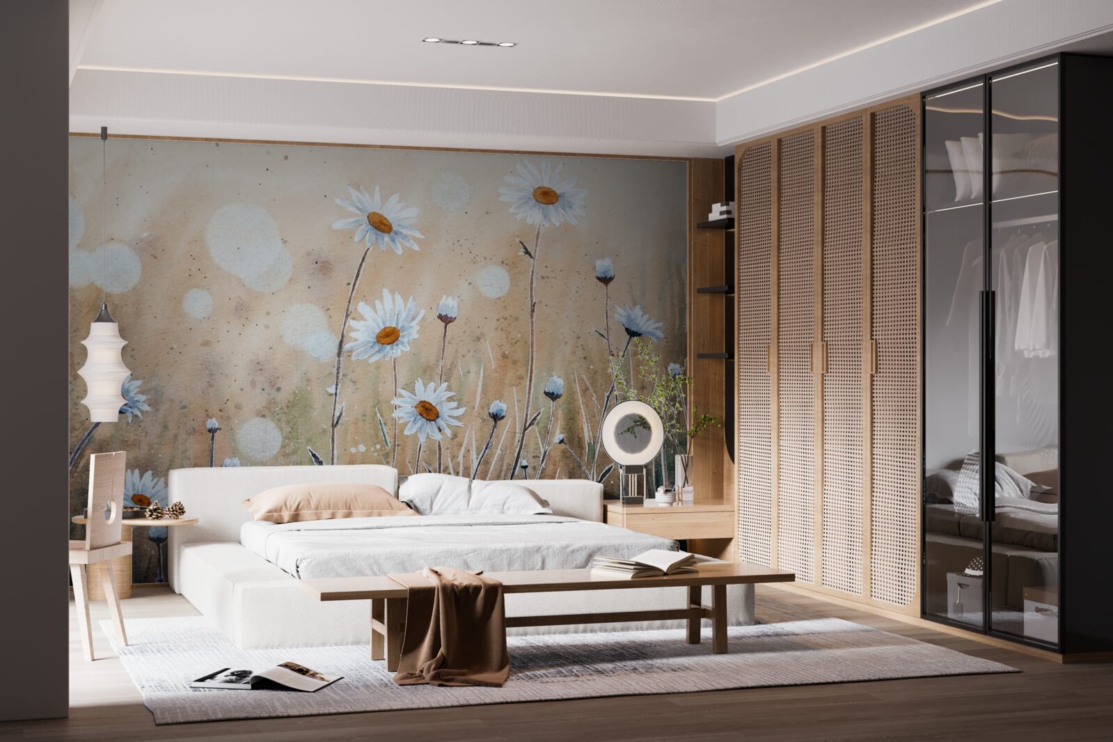 Fototapeta ako modelové sedmokrásky v lejaku letného dažďa