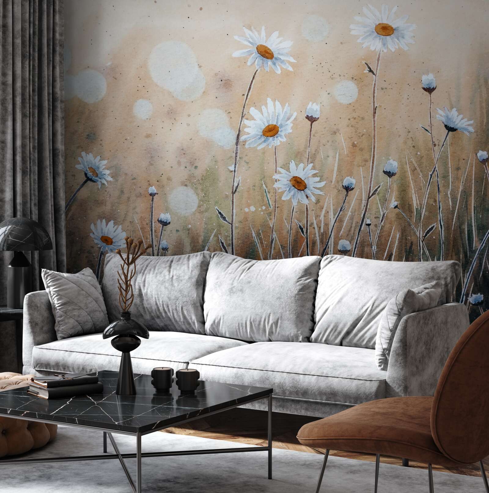 Fototapeta ako modelové sedmokrásky v lejaku letného dažďa