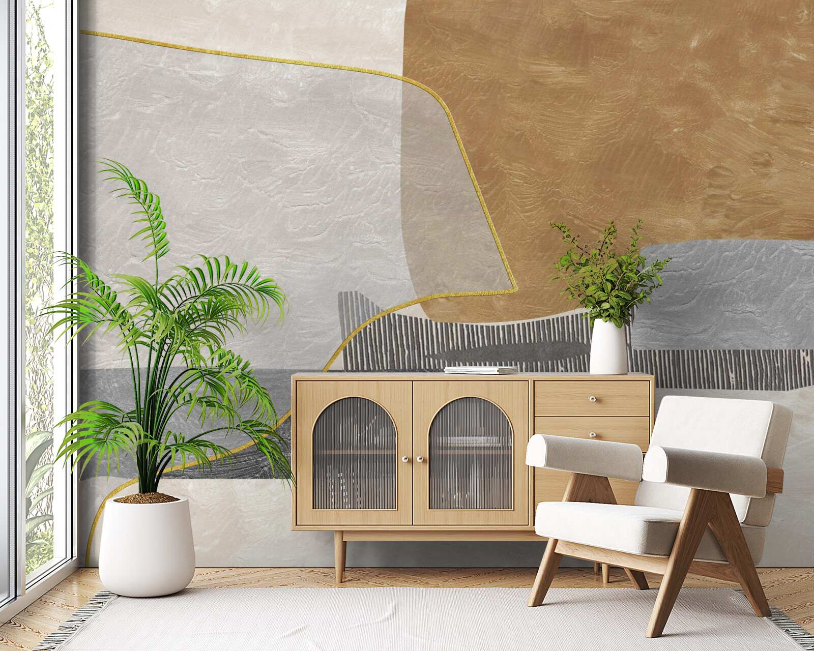 Fototapeta loď prekračuje vodné priestory abstrakcie