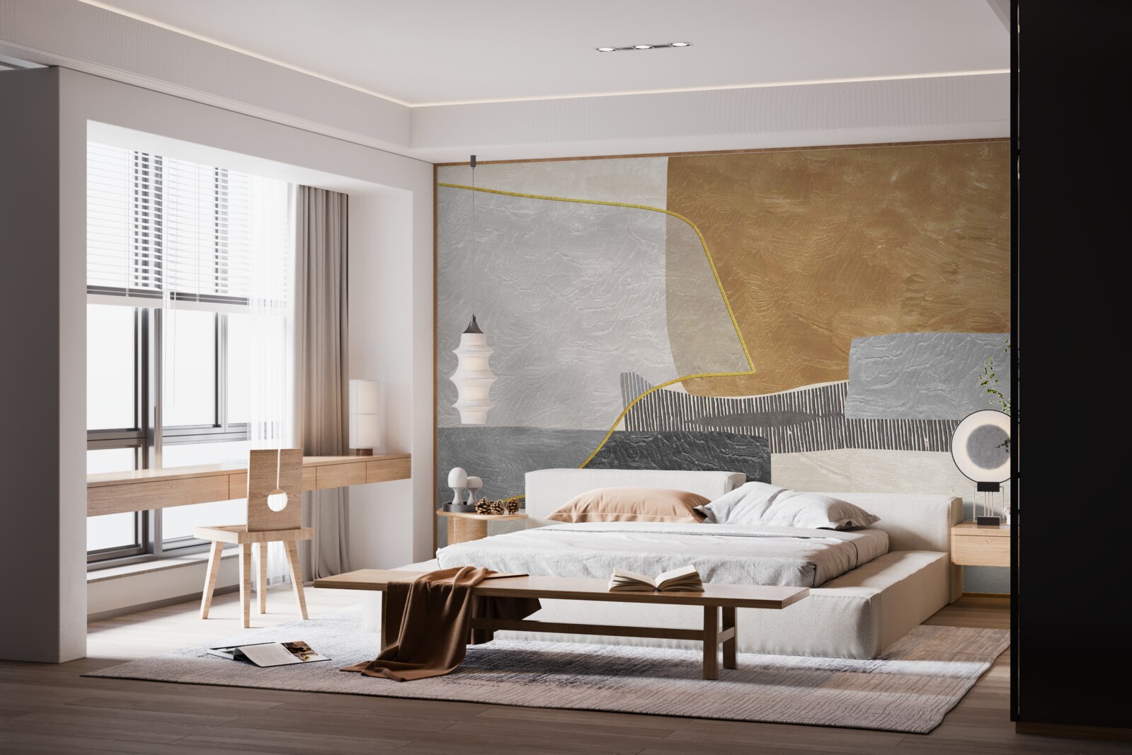 Fototapeta loď prekračuje vodné priestory abstrakcie