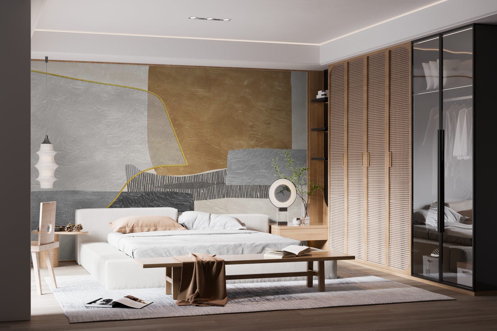 Fototapeta loď prekračuje vodné priestory abstrakcie