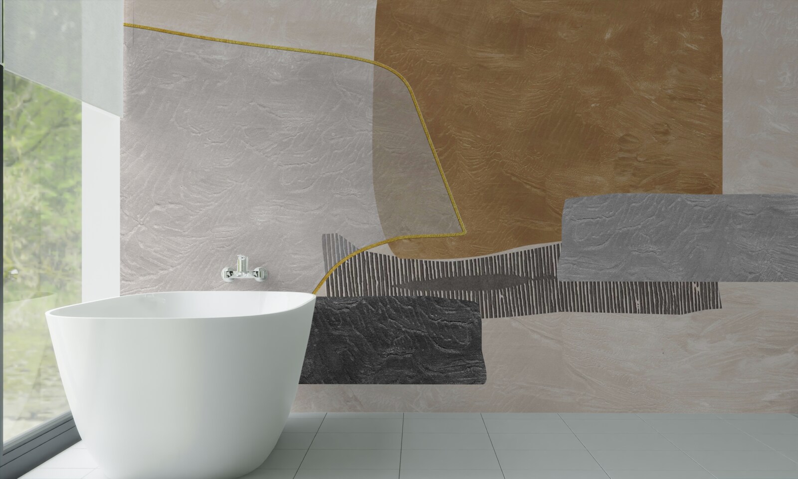 Fototapeta loď prekračuje vodné priestory abstrakcie