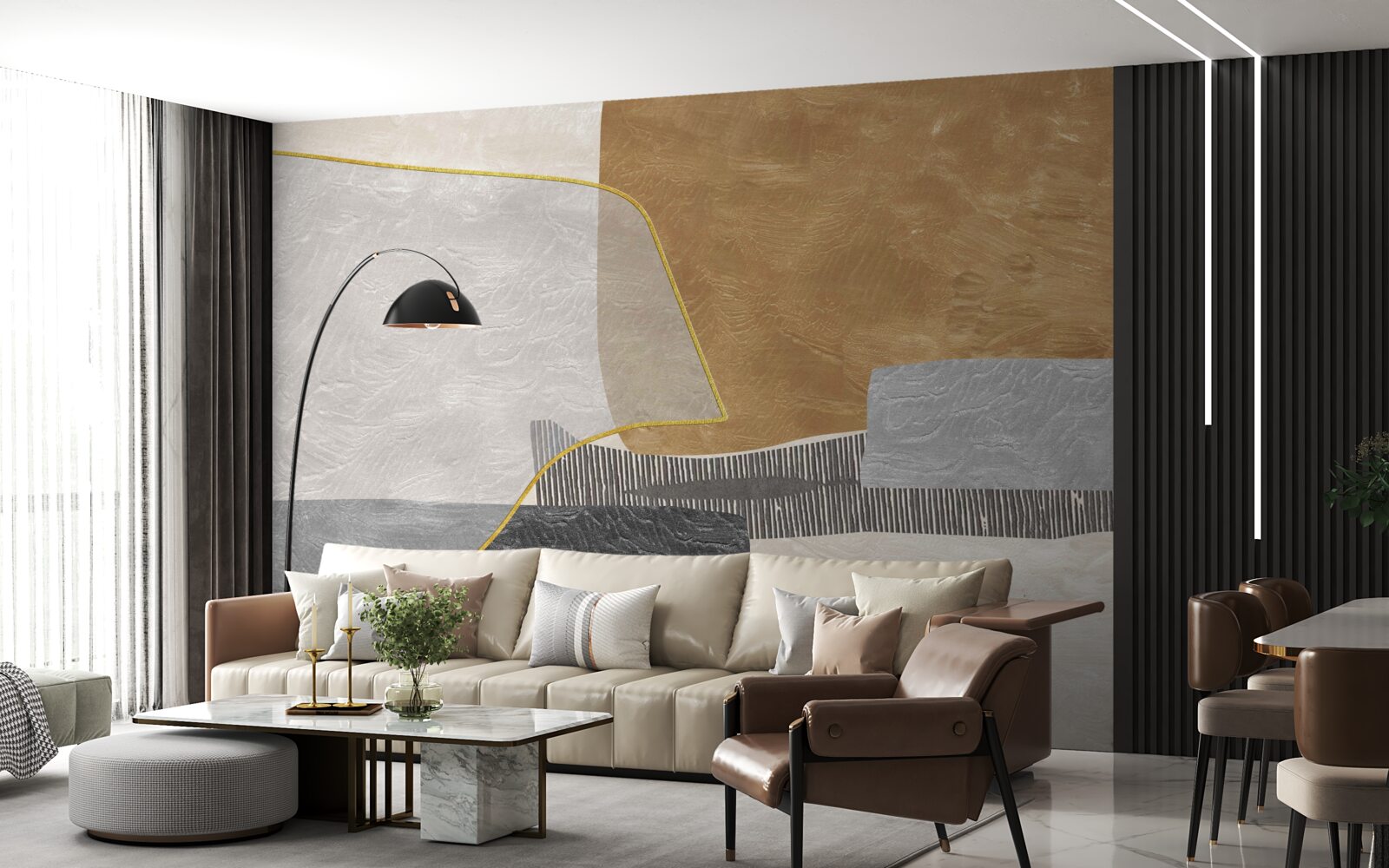 Fototapeta loď prekračuje vodné priestory abstrakcie