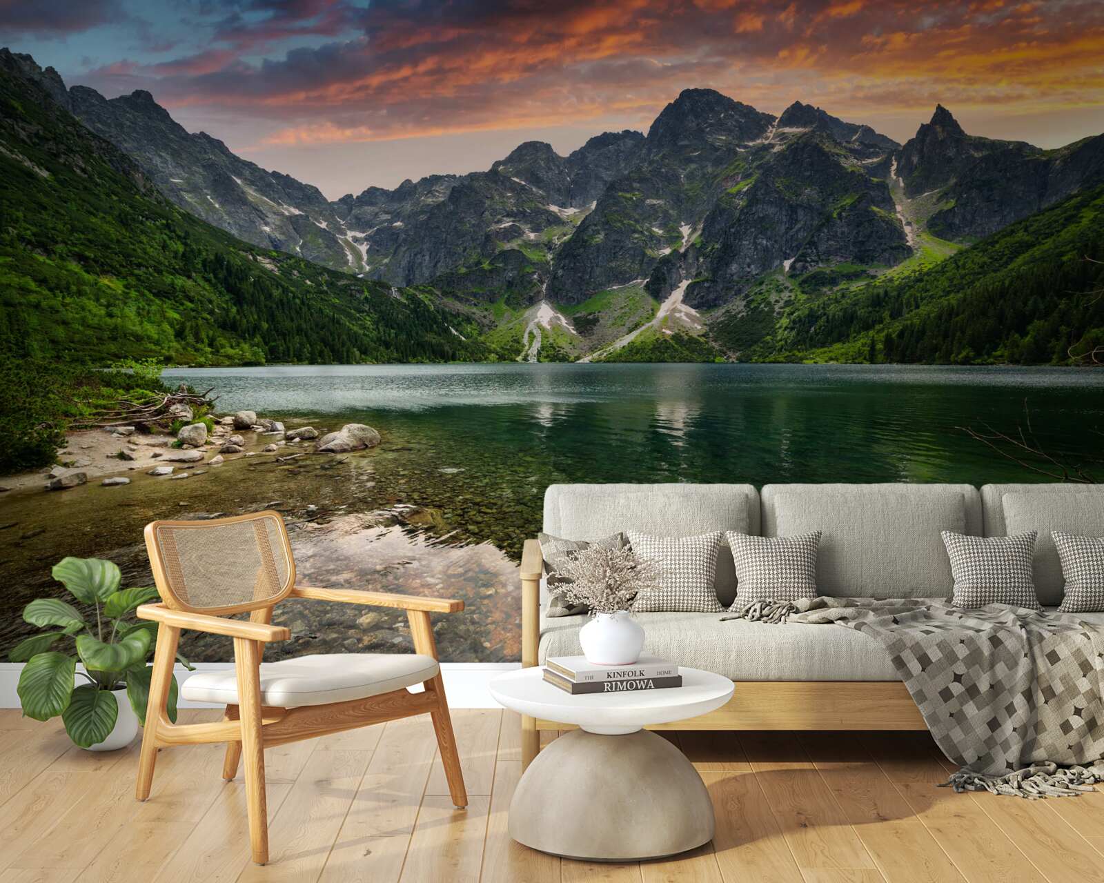 Fototapeta pokojný, teplý večer a horské jazierko