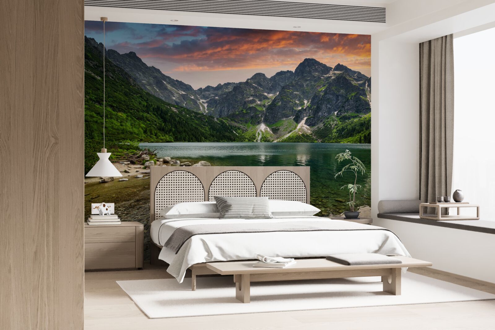 Fototapeta pokojný, teplý večer a horské jazierko