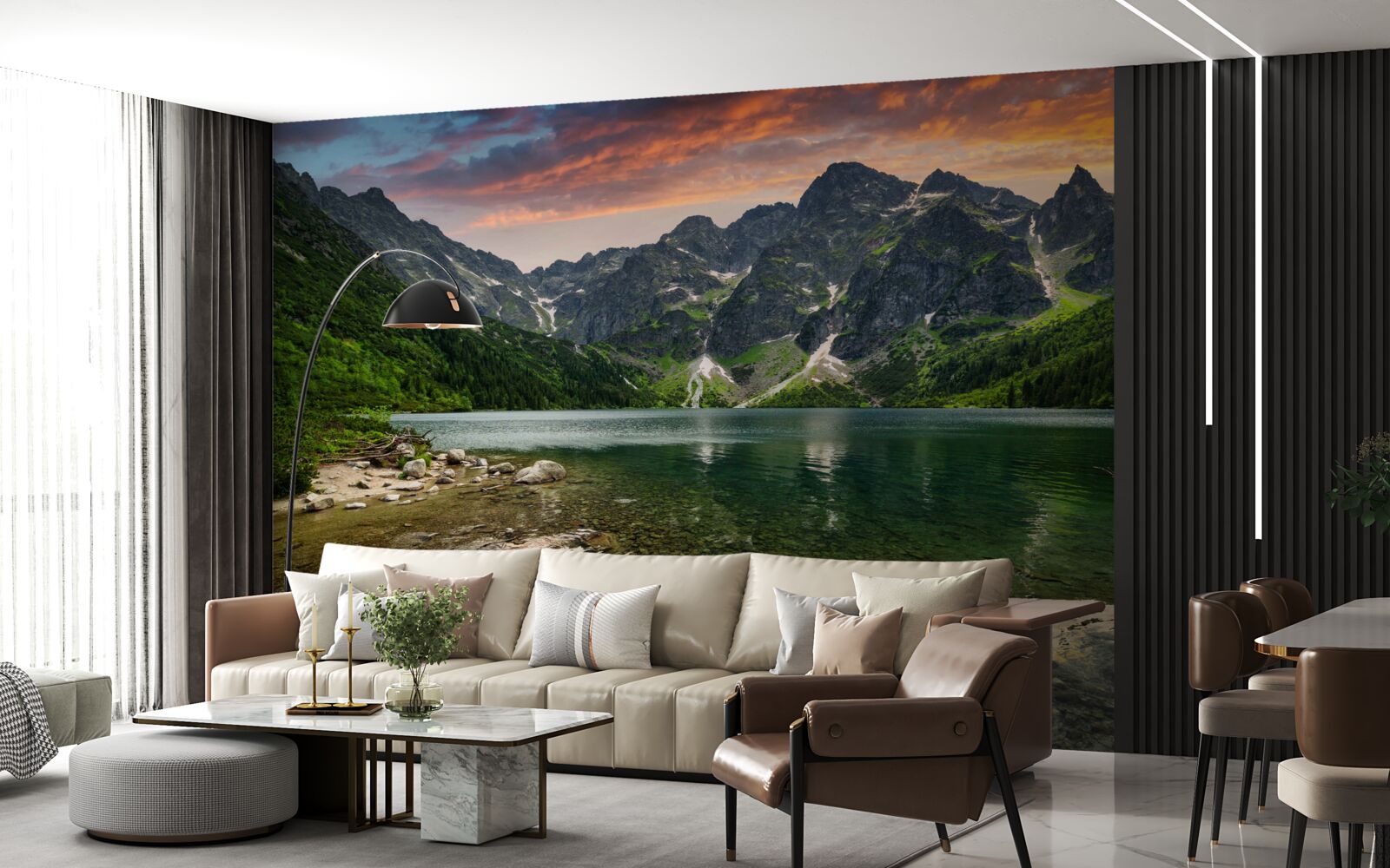 Fototapeta pokojný, teplý večer a horské jazierko