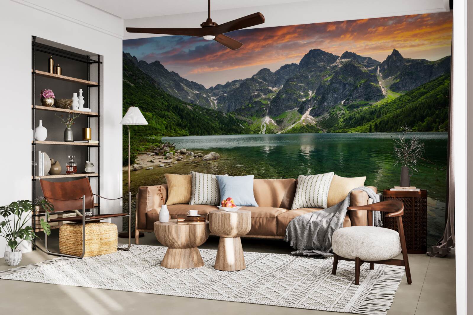 Fototapeta pokojný, teplý večer a horské jazierko